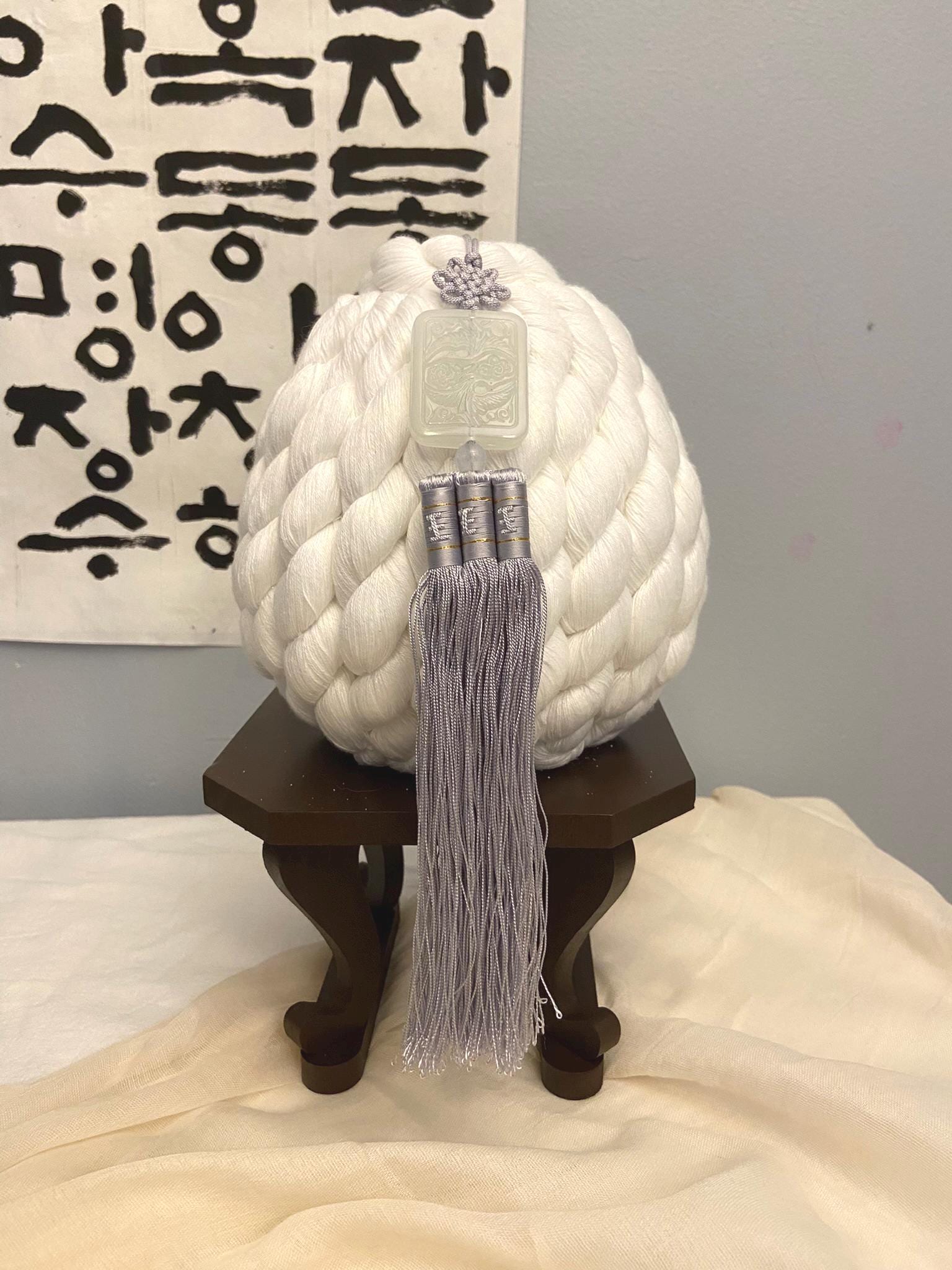 Korean Norigae Tassel Ornament, Traditional Korean Charm, Hanbok Accessory, Pastel Tassel Decor, Korean Knot, 13 inches