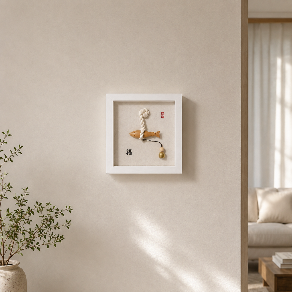 Korean Lucky Pollock Frame | Akmagi Myeongtae | Korean Good Luck Charm | Bok 福 Wall Art | Housewarming Gift | Korean Home Decor| 9 X 9 Frame