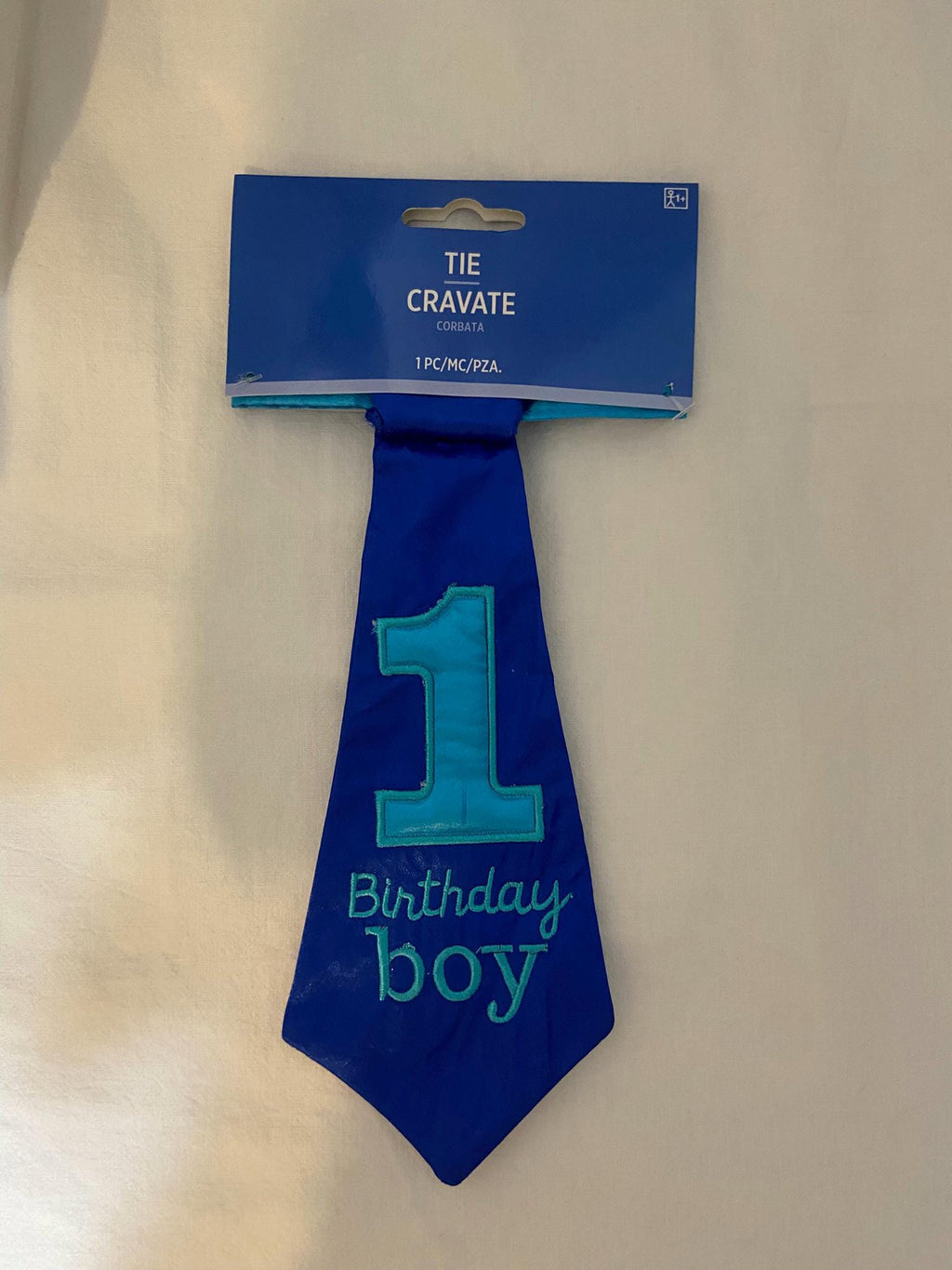 Blue Satin 1st Birthday Boy Tie - Cake Smash Photo Prop