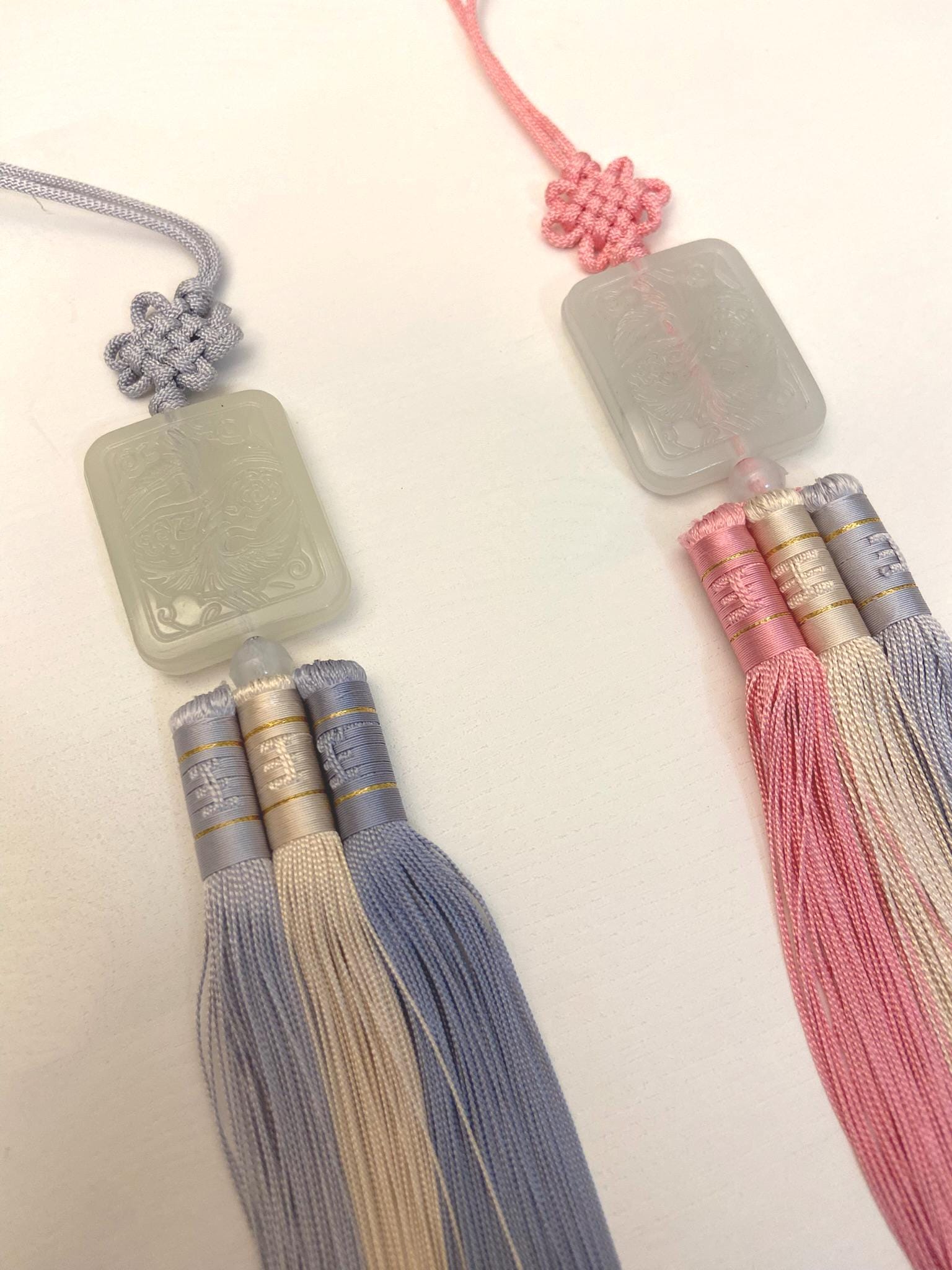 Korean Norigae Tassel Ornament, Traditional Korean Charm, Hanbok Accessory, Pastel Tassel Decor, Korean Knot, 13 inches