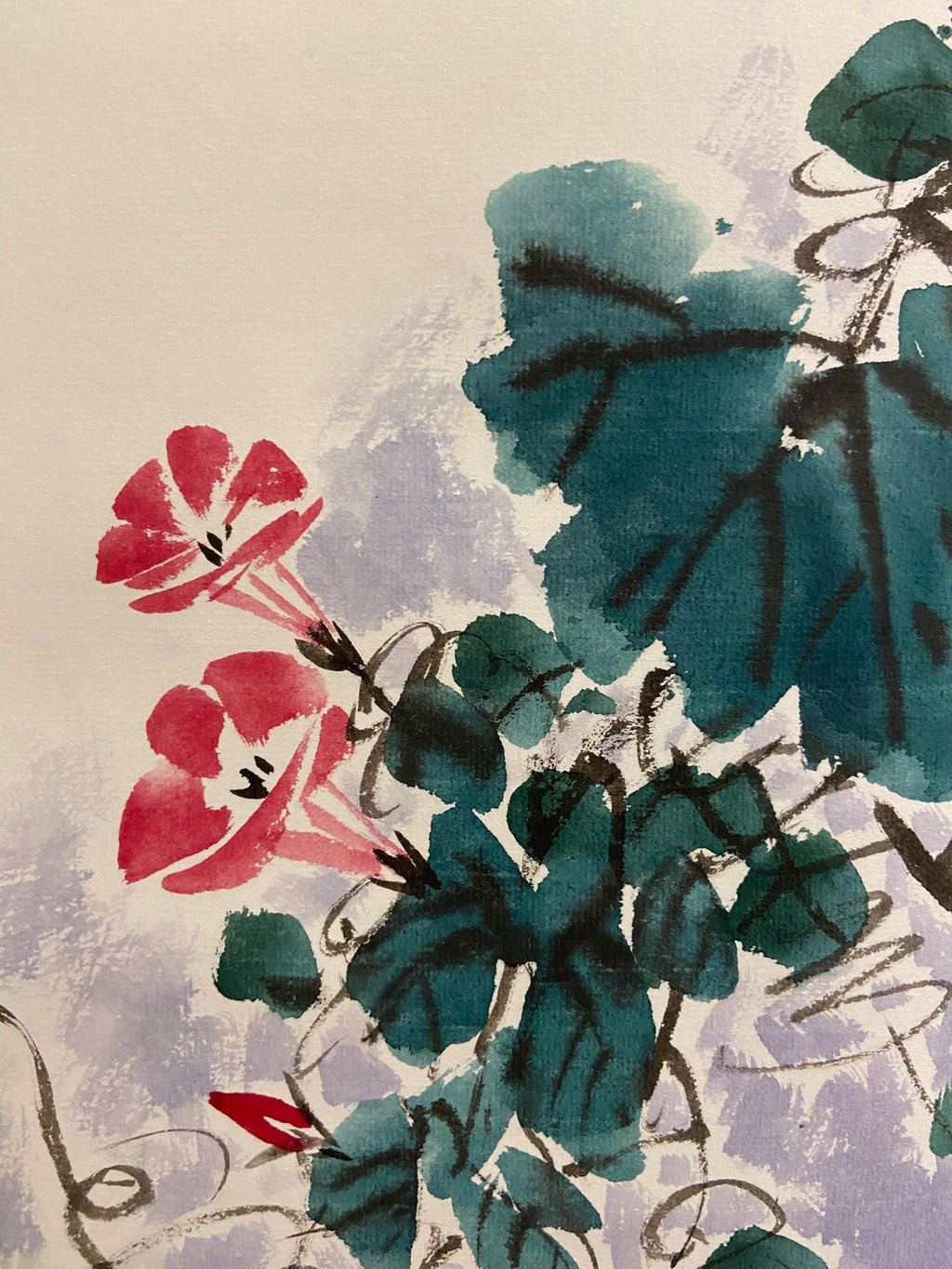 Floral Painting Scroll | Asian Hanging Scroll Wall Art | Custom Calligraphy | Zen Minimalist Home Decor | Original hanging scroll artwork