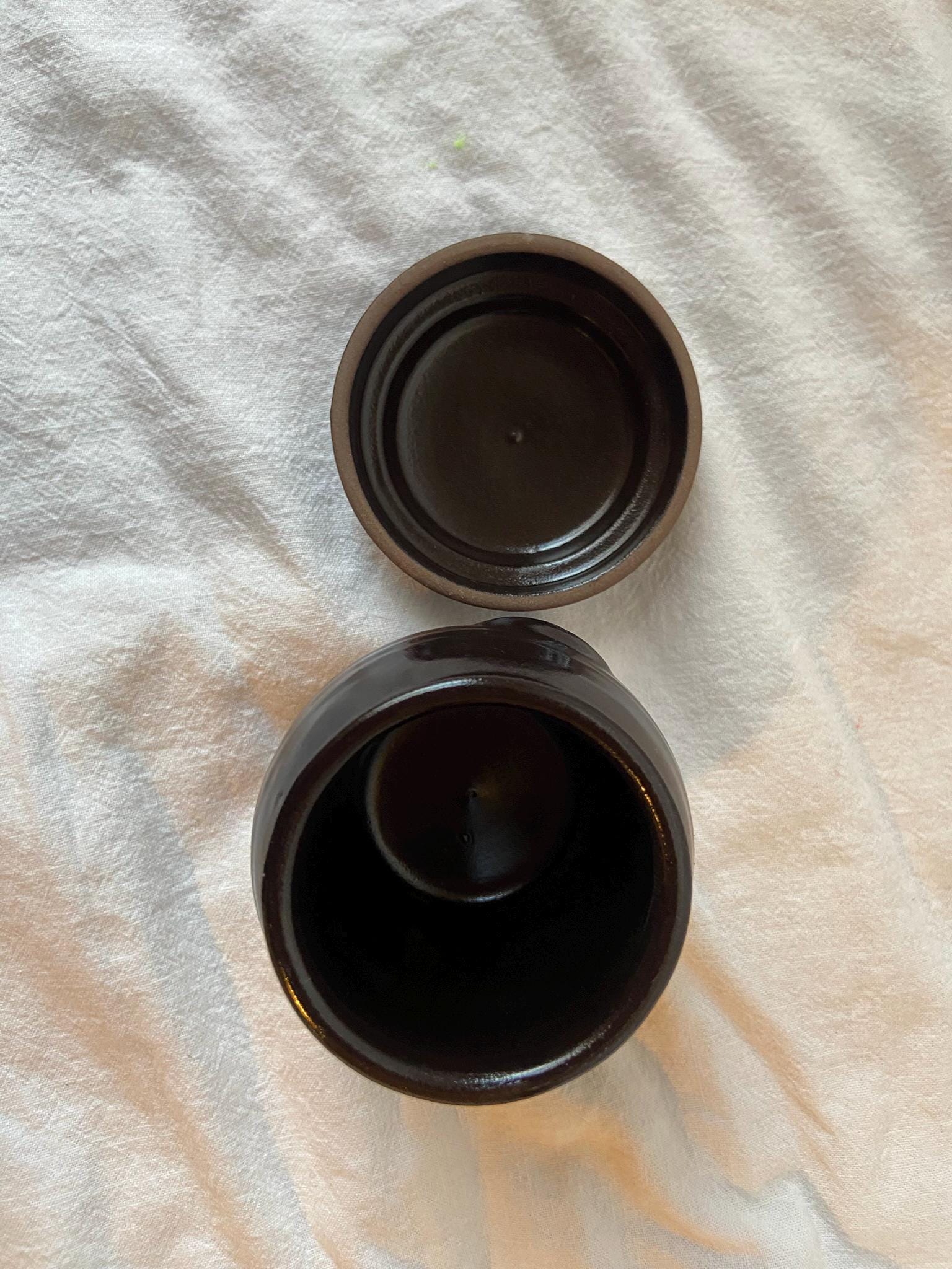 Mini Korean Onggi Jar with Lid | Traditional Pottery Decor | Minimalist Korean Object | Hangari | Handmade Style Black Jar | Gift Wrap