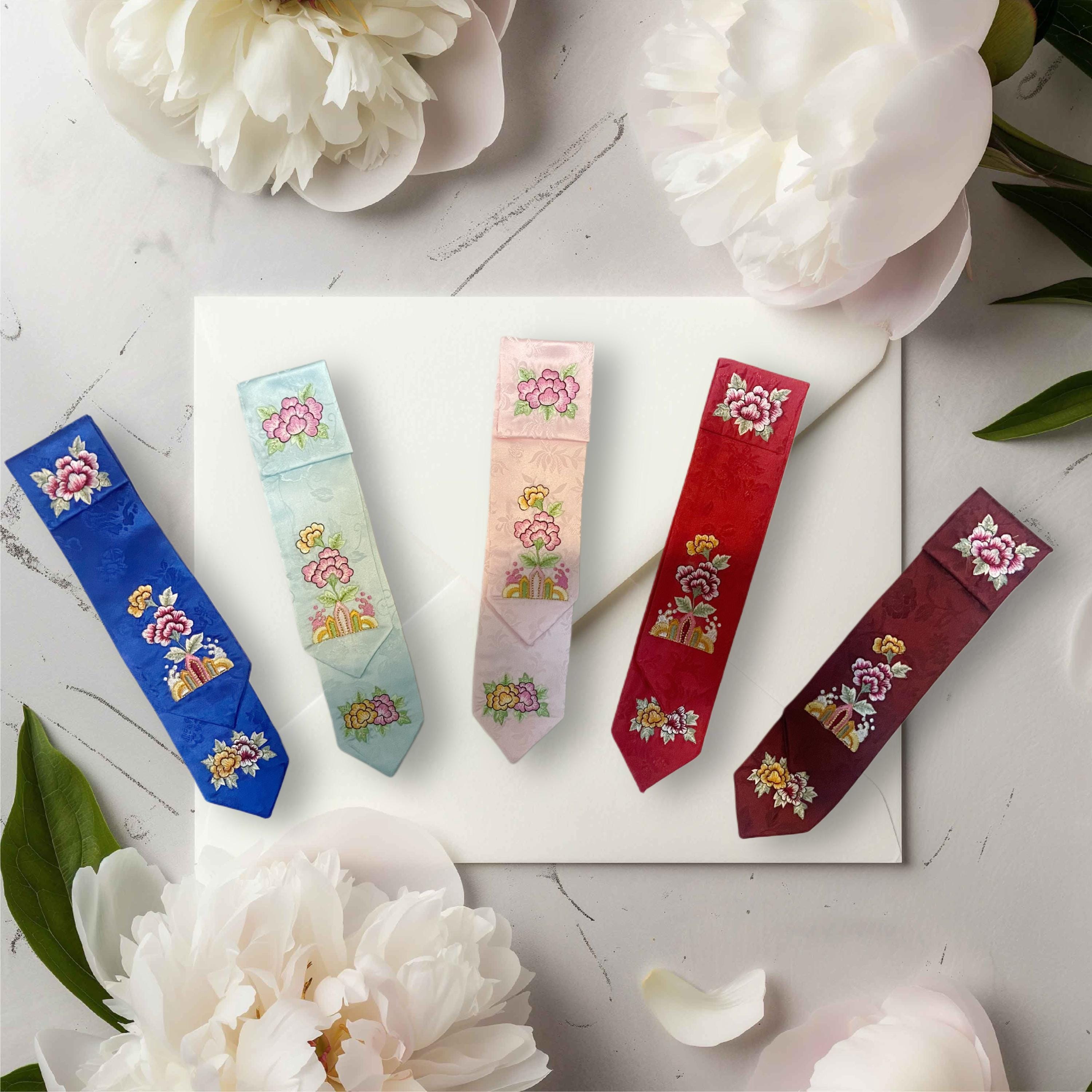 Embroidered Korean Daenggi Hair Ribbon, Hanbok Accessory, Traditional Korean Hair, Korean Hair Tie, Korean Traditional Event Hair, Gift Wrap