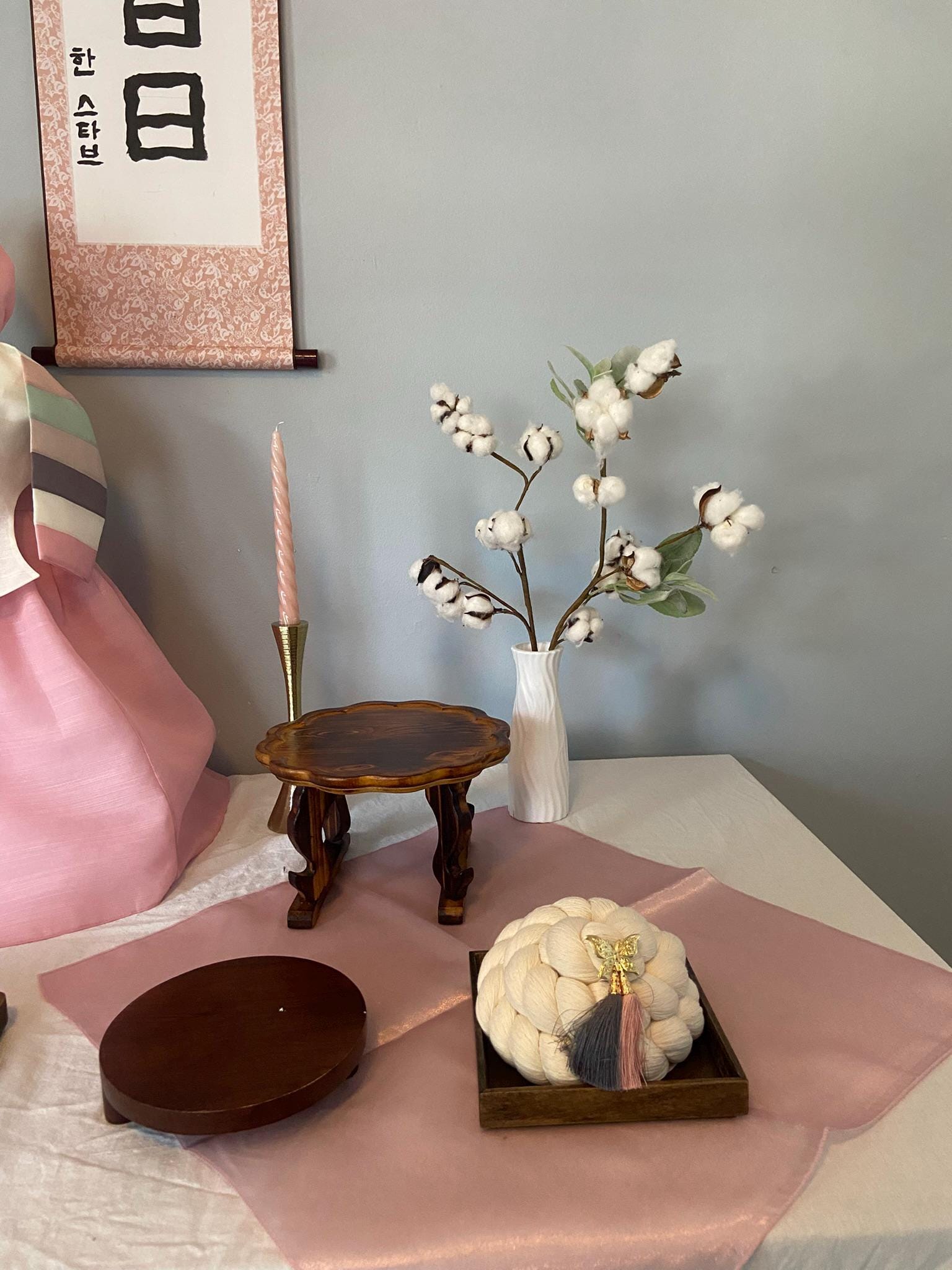 Pine Tree Personalized Handwritten Wall Scroll, Korean Traditional Dohl Table, 100 days Table, First Birthday Table, Hanbok, Dohljabi Kit | FREE SHIPPING