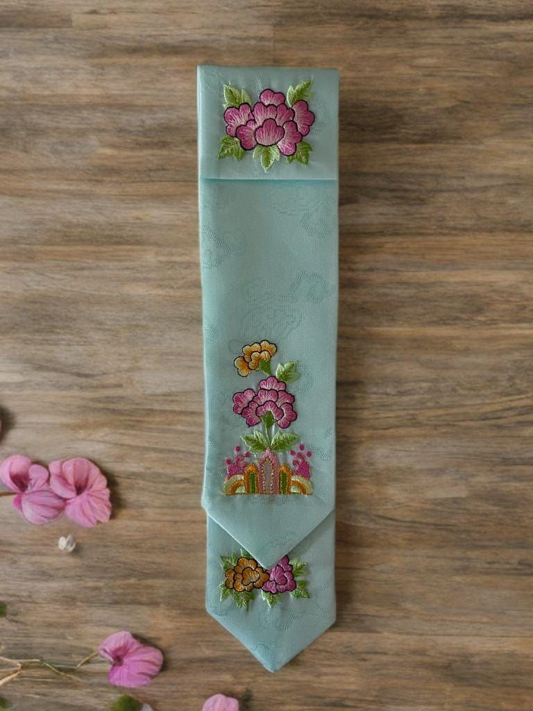Embroidered Korean Daenggi Hair Ribbon, Hanbok Accessory, Traditional Korean Hair, Korean Hair Tie, Korean Traditional Event Hair, Gift Wrap
