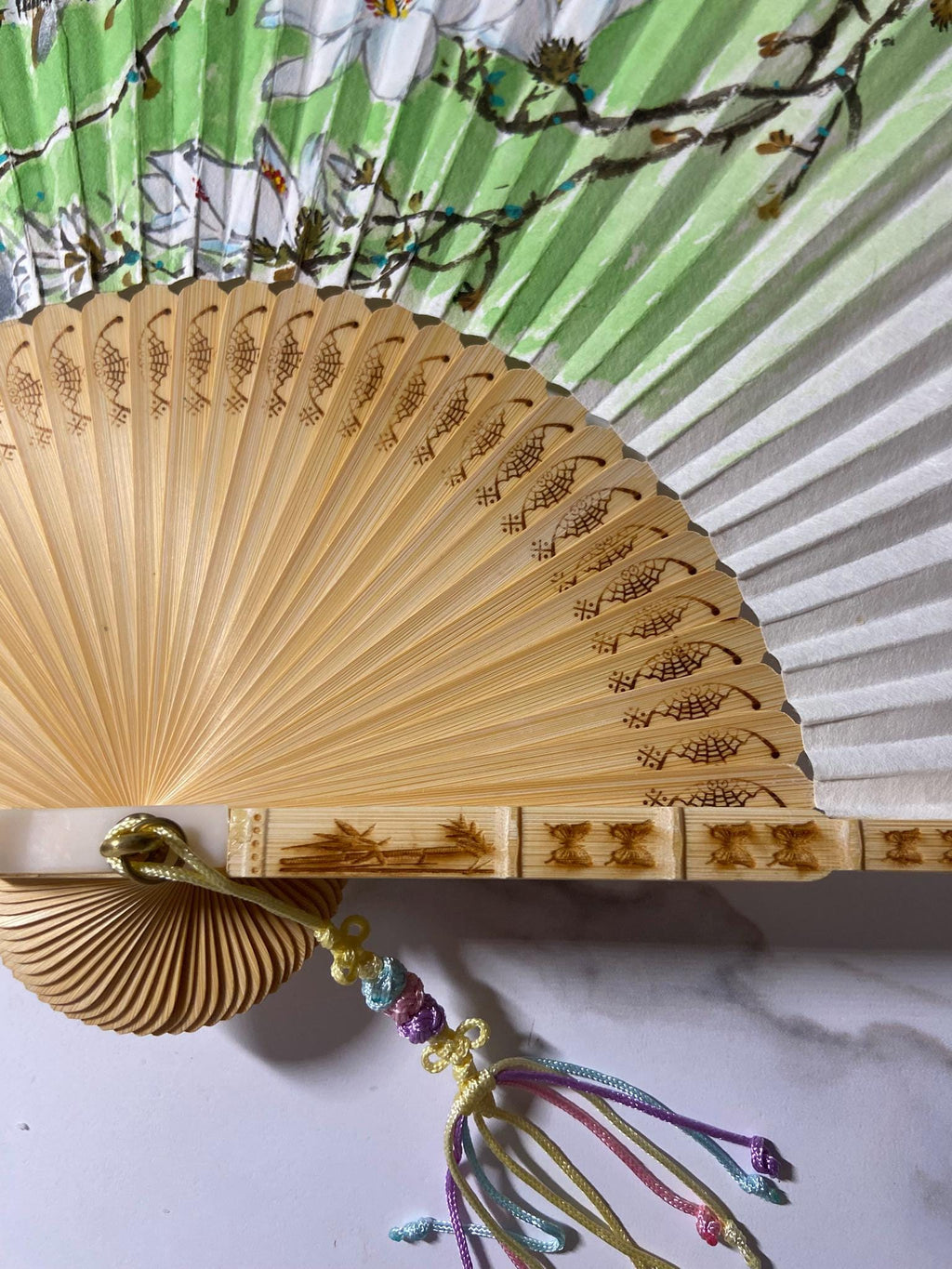 Korean Traditional Folding Fan, Hand Painted Magnolia Fan, Korean Calligraphy Art Fan, Asian Wall Decor, Handmade Gift
