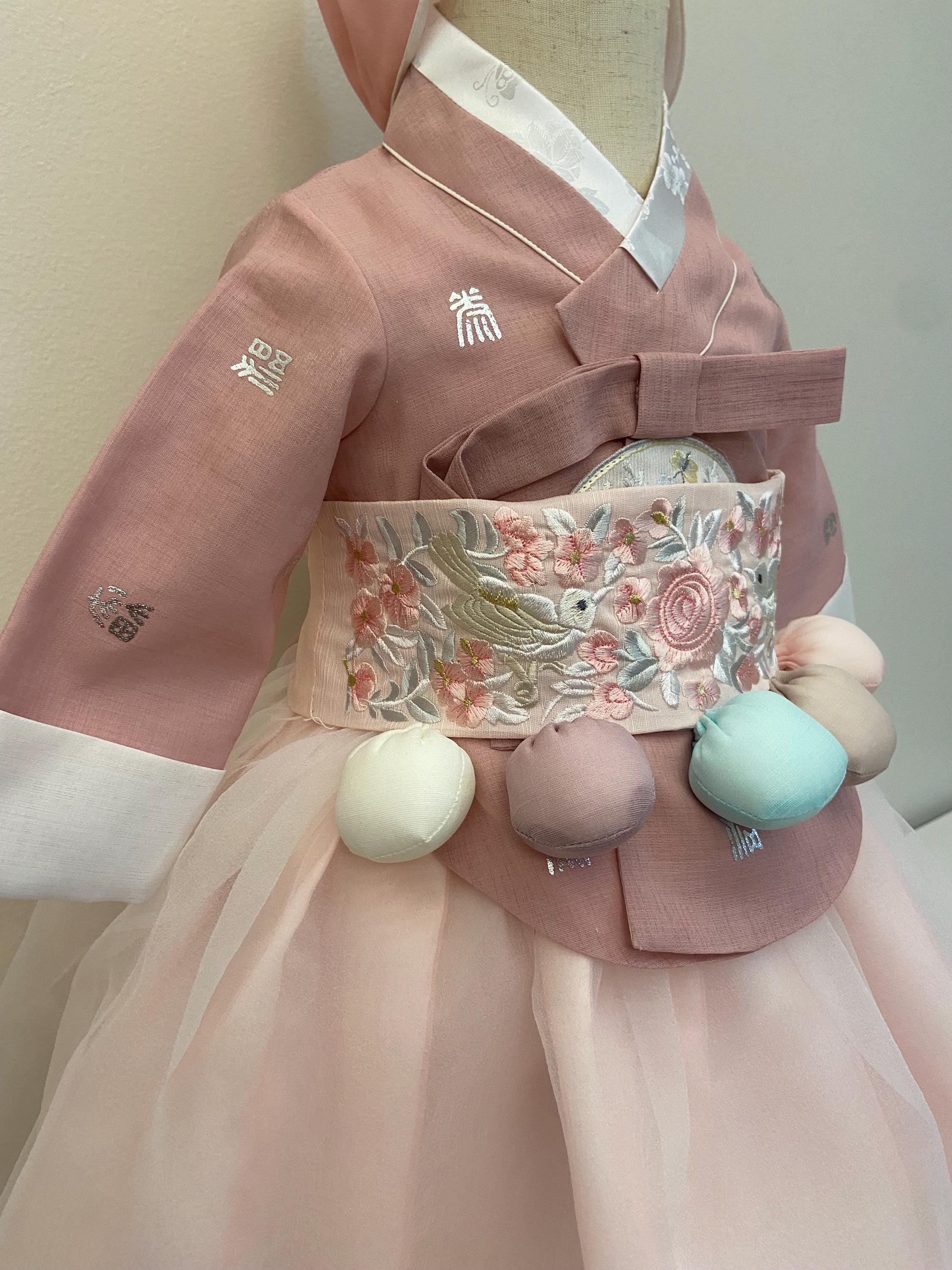 Girl C Hanbok Rental | Baekil Hanbok | Pastel Pink Korean Hanbok | Dohltti | Traditional Korean Baby Dress | 100 Days Sign | Size 100 Days
