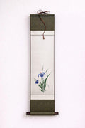 Asian Hanging Scroll Wall Art | Floral Ink Painting Artwork | Japanese Iris | Zen Decor | Vertical Scroll | Korean Calligraphy