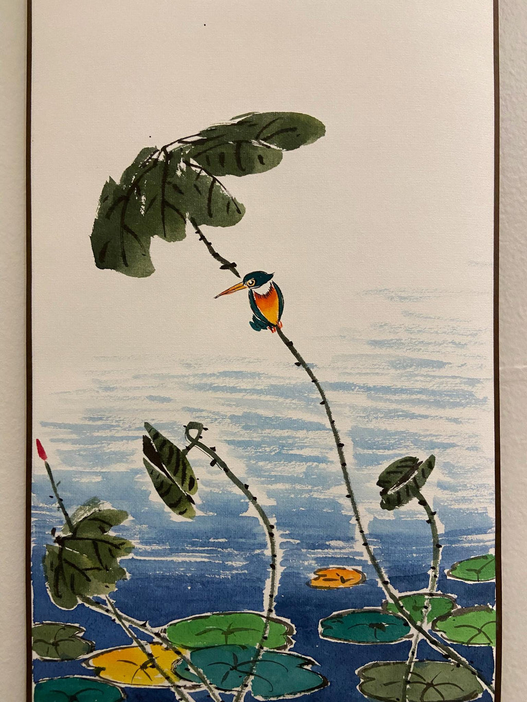 Traditional Korean Hanging Scroll Set | Lotus | Moonlit |Cricket | Pond | Little Birds | Hand-Painted Asian Wall Art | Minimal Home Decor