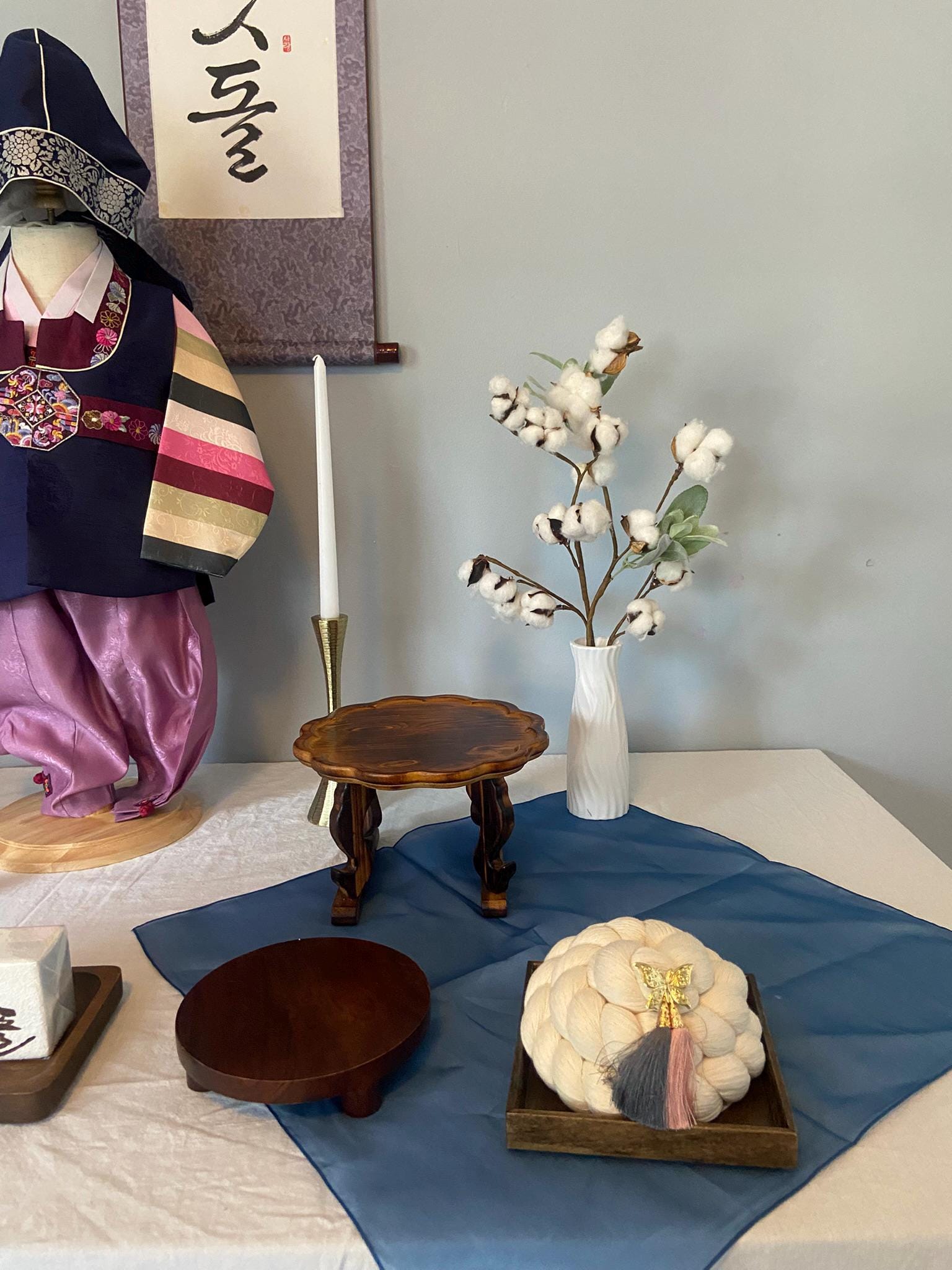 Pine Tree Personalized Handwritten Wall Scroll, Korean Traditional Dohl Table, 100 days Table, First Birthday Table, Boy Hanbok Dohljabi Kit