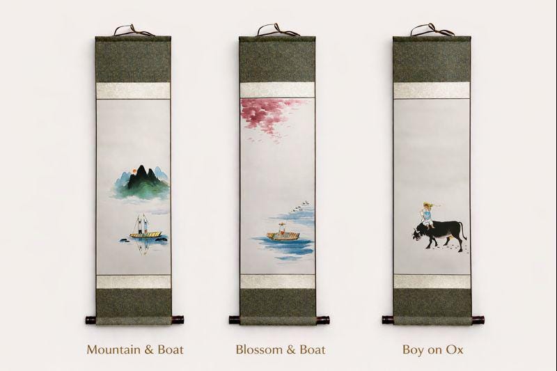 Custom Calligraphy Scroll | Hand-Painted Asian Wall Decor | Minimal Oriental Home Decor | Korean Hanging Scroll Art