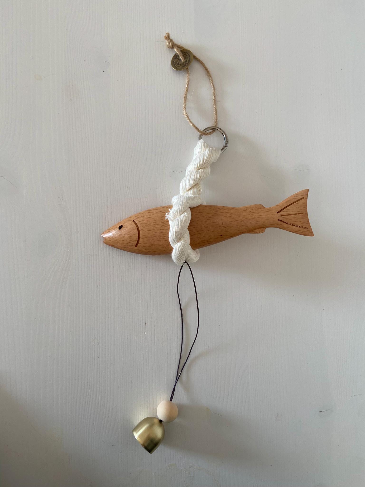 Korean Good Luck Pollock Charm | Traditional Protection Amulet | Wooden Pollack Door Hanging | Housewarming Gift | Wind Bell | 액막이 명태