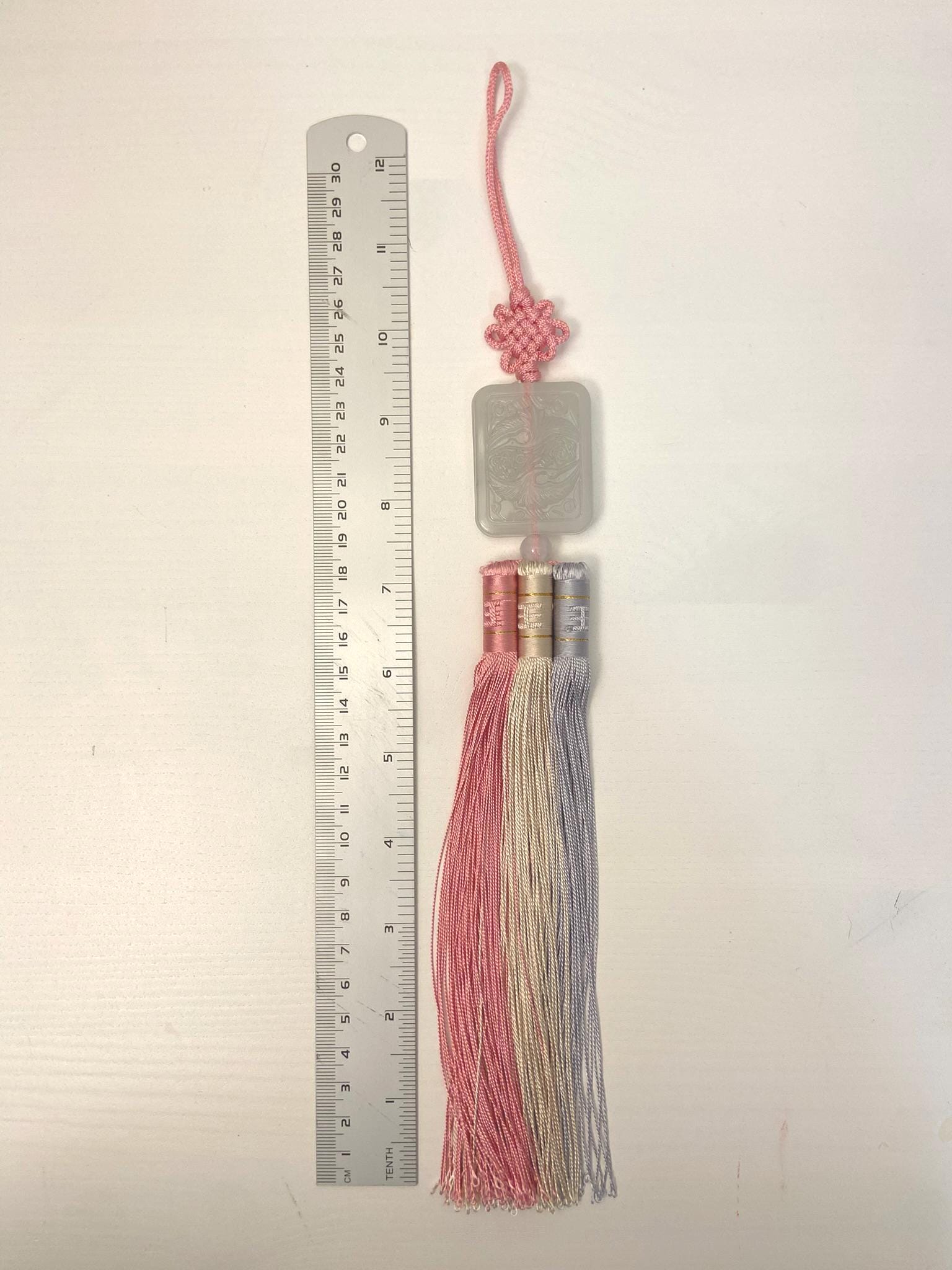 Korean Norigae Tassel Ornament, Traditional Korean Charm, Hanbok Accessory, Pastel Tassel Decor, Korean Knot, 13 inches