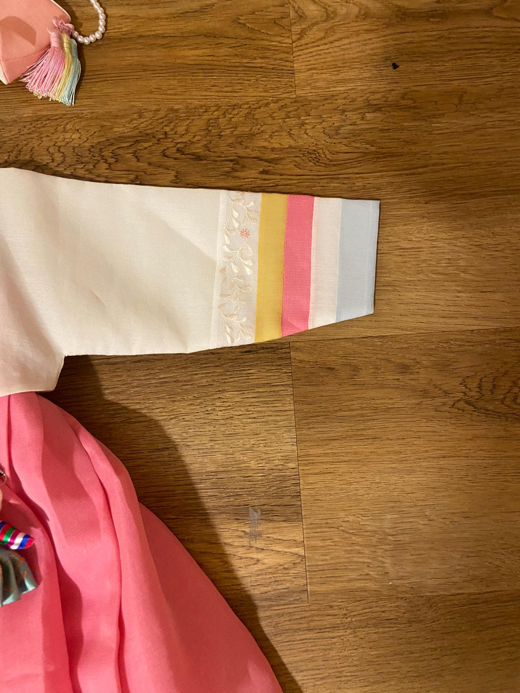 Girl J Hanbok Rental | Pink & Ivory Dol Hanbok | Korean Baby Girl 1st Birthday Outfit | Traditional Doljanchi Korean Dress | Size 1