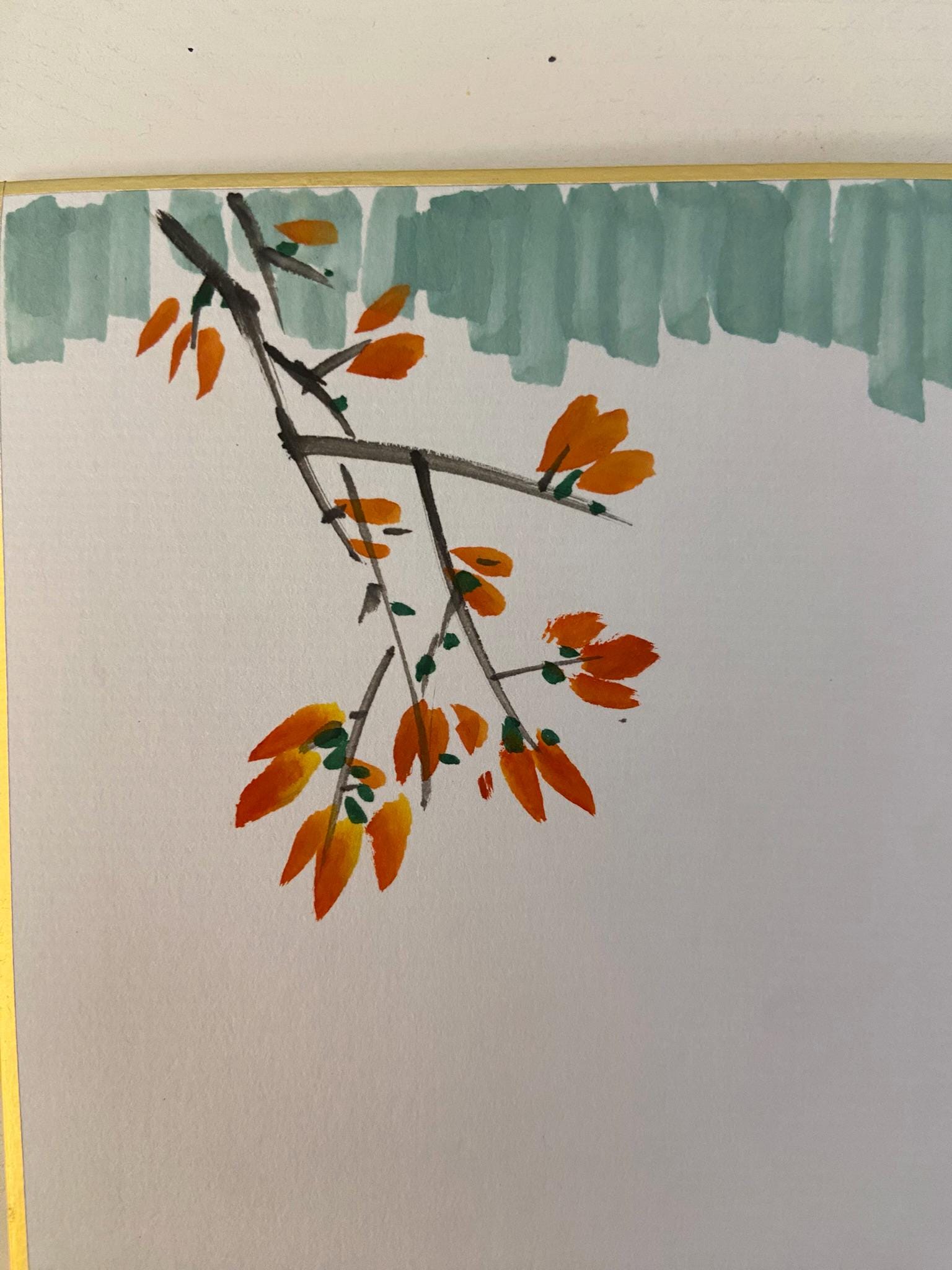 Original Painting, One of a Kind Minimalist Wall Art, Autumn Leaves Artwork, Handmade Watercolor Illustration, Korean Quote Art, Home Decor