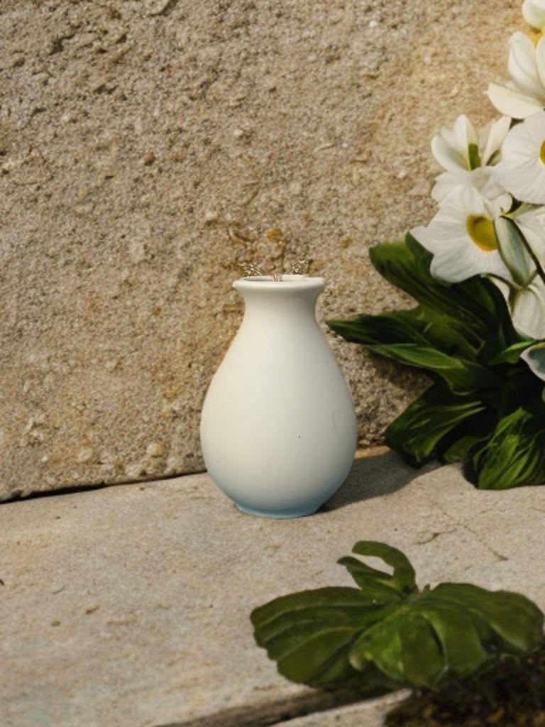 Mini White Ceramic Vase Set: Korean Table Decor with Tassels