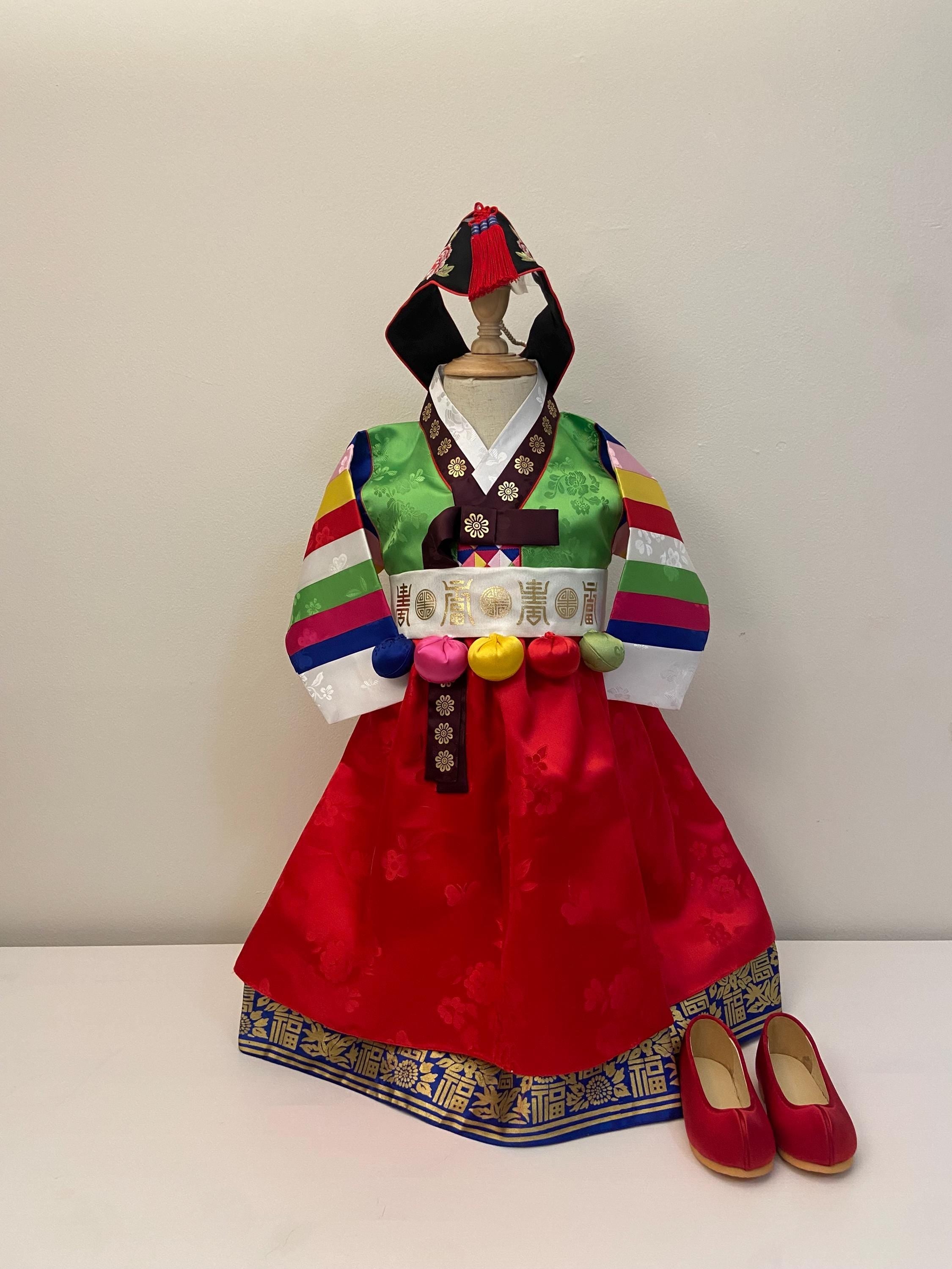 Girl L Hanbok Rental | Baby First Birthday Korean Hanbok | Traditional Doljanchi Outfit | Rainbow Sleeve Hanbok  | Size 1