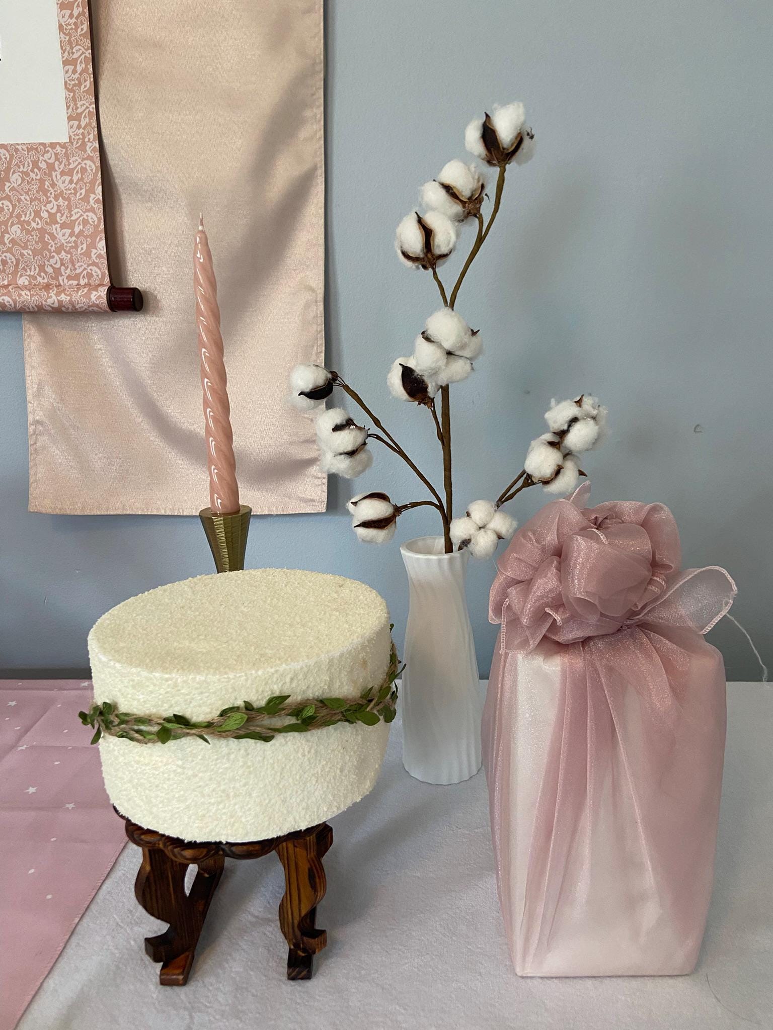 Personalized Handwritten Wall Scroll, Korean Traditional Dohl Table, 100 days Table 1st Birthday Party Table Hanbok Dohljabi Kit Pink Flower | FREE SHIPPING