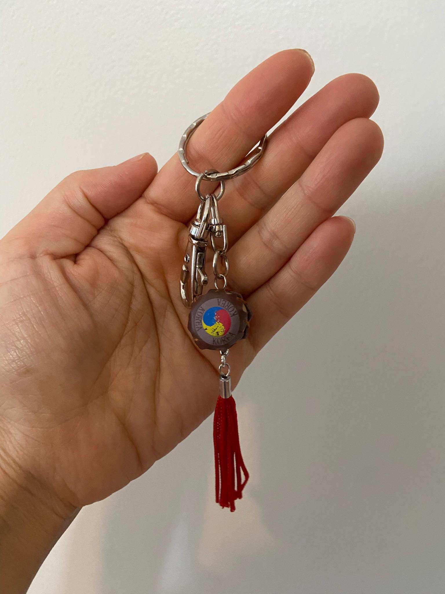 Korean Sam Taegeuk & Janggu Drum Keychain Set: Cultural Souvenir Gift