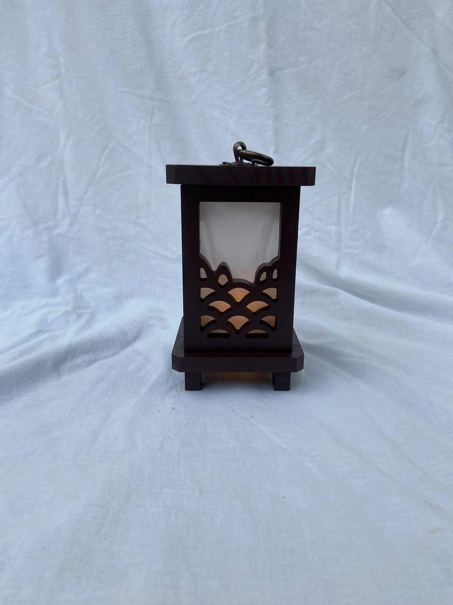 Handmade Korean Wooden Lantern with Hanji Paper, Traditional Asian Light Stand, Table Lamp Zen Home Decor Meditation Lamp Handwritten Letter