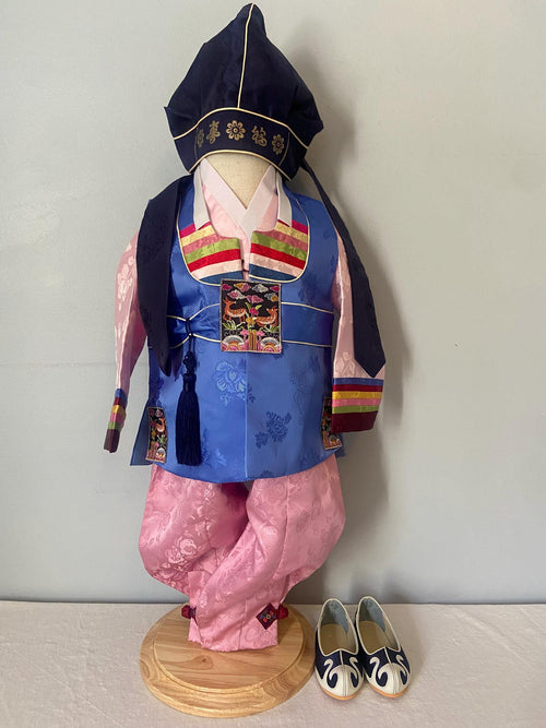 Boy G Hanbok Rental | Colorful Striped 1st Birthday Outfit | Korean Baby Boy Hanbok | Traditional Doljanchi Clothes Rental | Size 2
