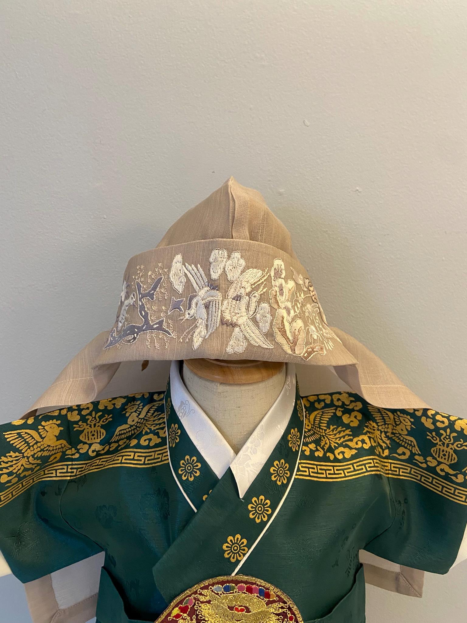 Boy B Hanbok Rental | Green & Gold 100 Days Outfit | Baby Boy Baekil Hanbok | Royal Traditional Hanbok Rental | Boy Hanbok Set | Size 0