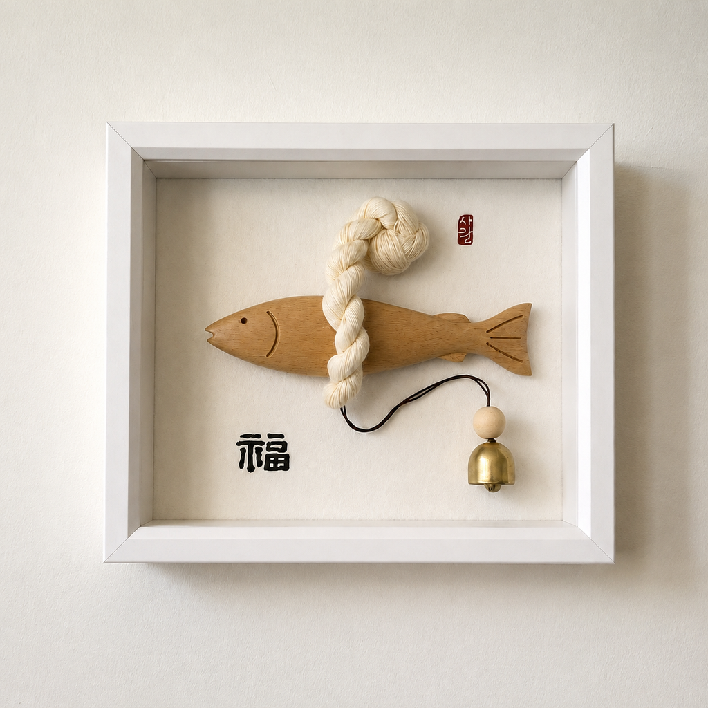 Korean Lucky Pollock Frame | Akmagi Myeongtae | Korean Good Luck Charm | Bok 福 Wall Art | Housewarming Gift | Korean Home Decor| 8 X 10 Frame