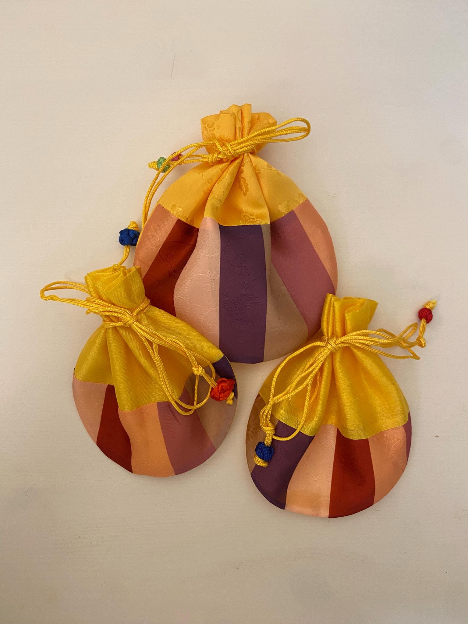 Traditional Korean Bokjumeoni Pouch | Rainbow and Gold Lucky Bag | Korean Gift Pouch | Hanbok Accessory