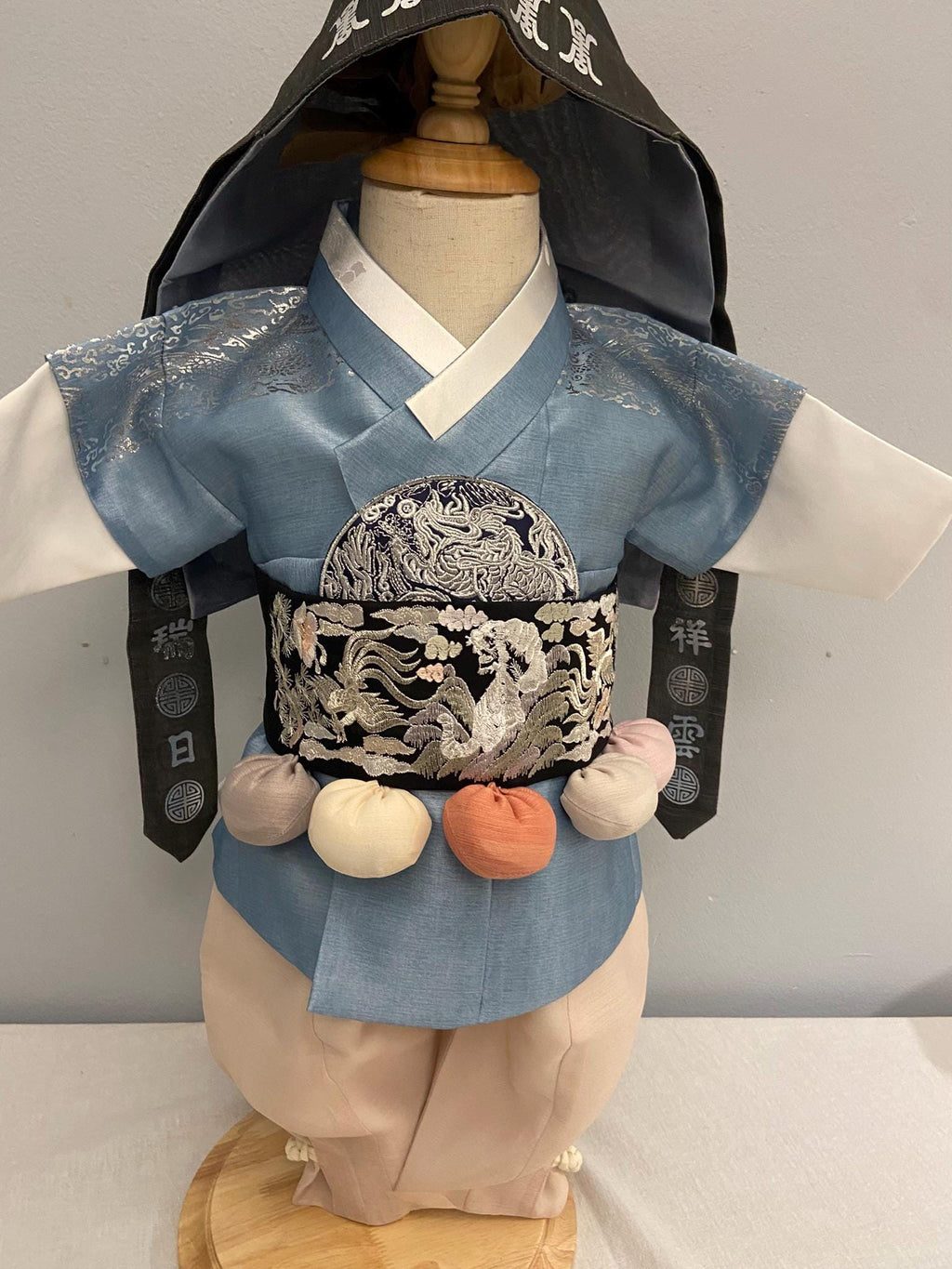 Boy C Hanbok Rental | Blue & Ivory 100 Days Hanbok | Korean Baby Boy Baekil Outfit | Traditional Korean 100 Days Celebration Outfit | Size 0