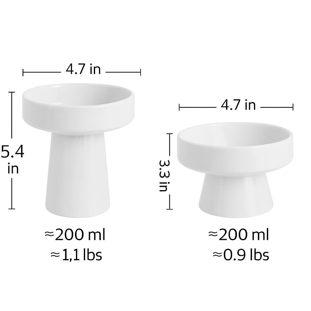 Glossy White Ceramic Pedestal Bowls Set of 2, Korean Doljanchi Dol Tableware, Modern Party Display Dishes, Dessert, Fruit, and Snack Stands