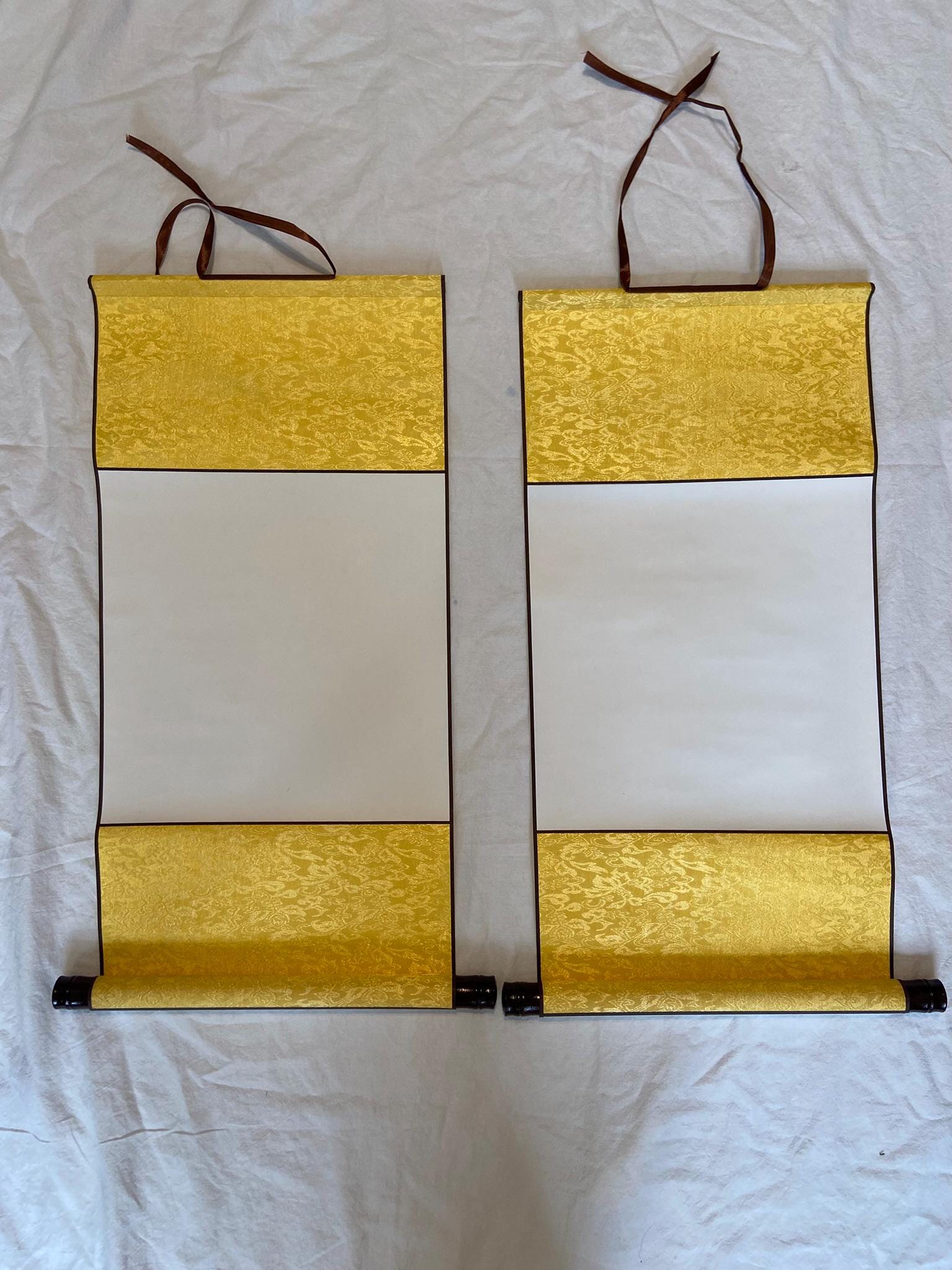 Blank Calligraphy Scroll | Empty Hanging Scroll | Traditional Wall Scroll | Custom Calligraphy Ready | Minimal Asian Art Decor Material