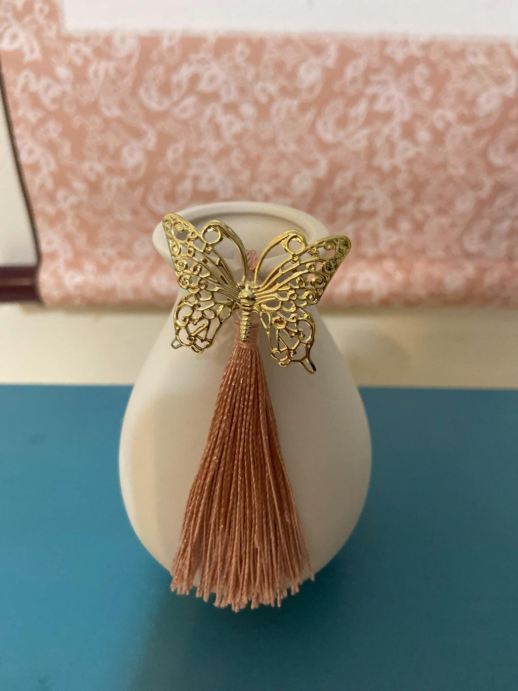 Mini White Ceramic Vase Set: Korean Table Decor with Tassels