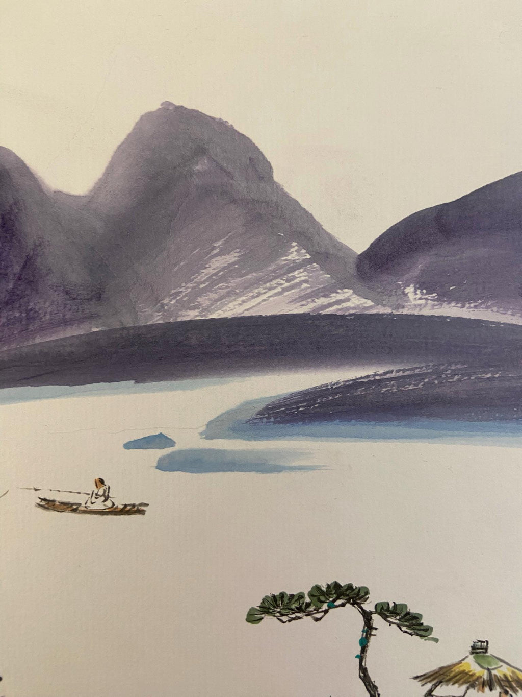 Korean Landscape Ink Painting | Minimal Mountain Art | 8x10 Framed Wall Art | Asian Nature Decor | Calm Zen Artwork | Handmade Korean Art