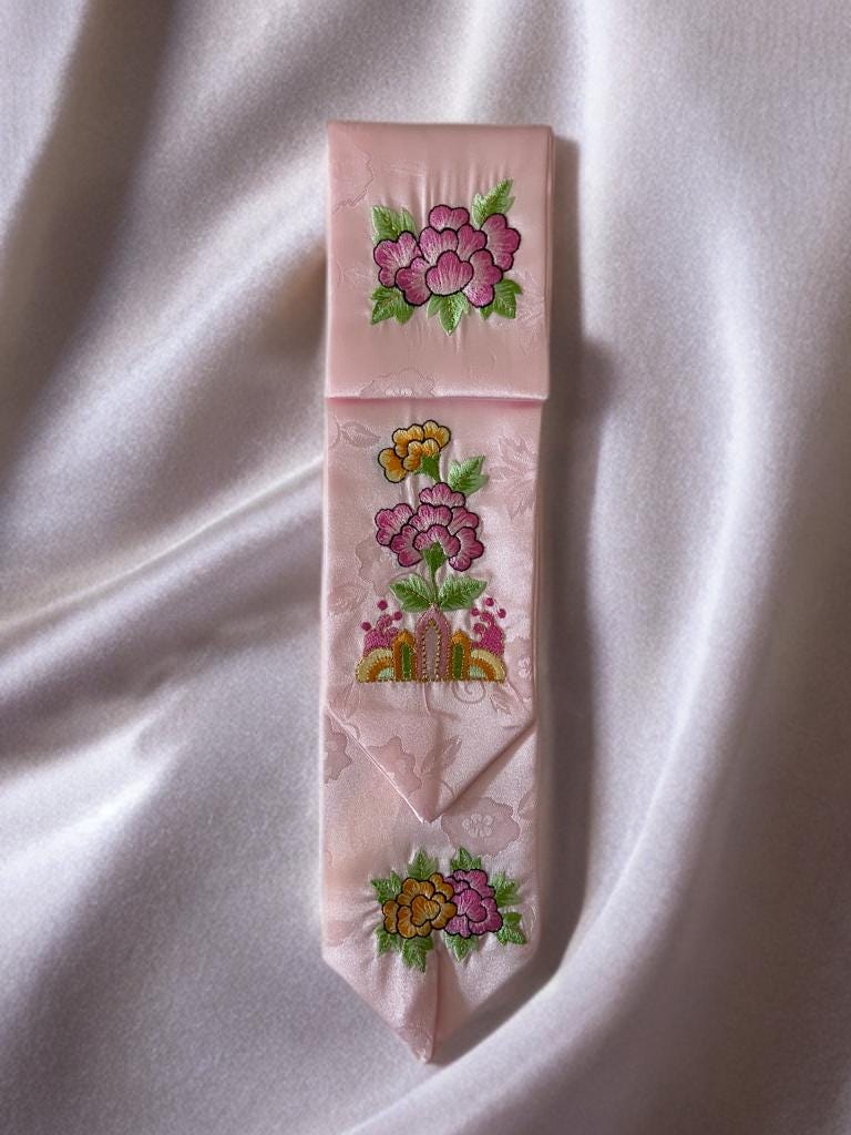 Embroidered Korean Daenggi Hair Ribbon, Hanbok Accessory, Traditional Korean Hair, Korean Hair Tie, Korean Traditional Event Hair, Gift Wrap