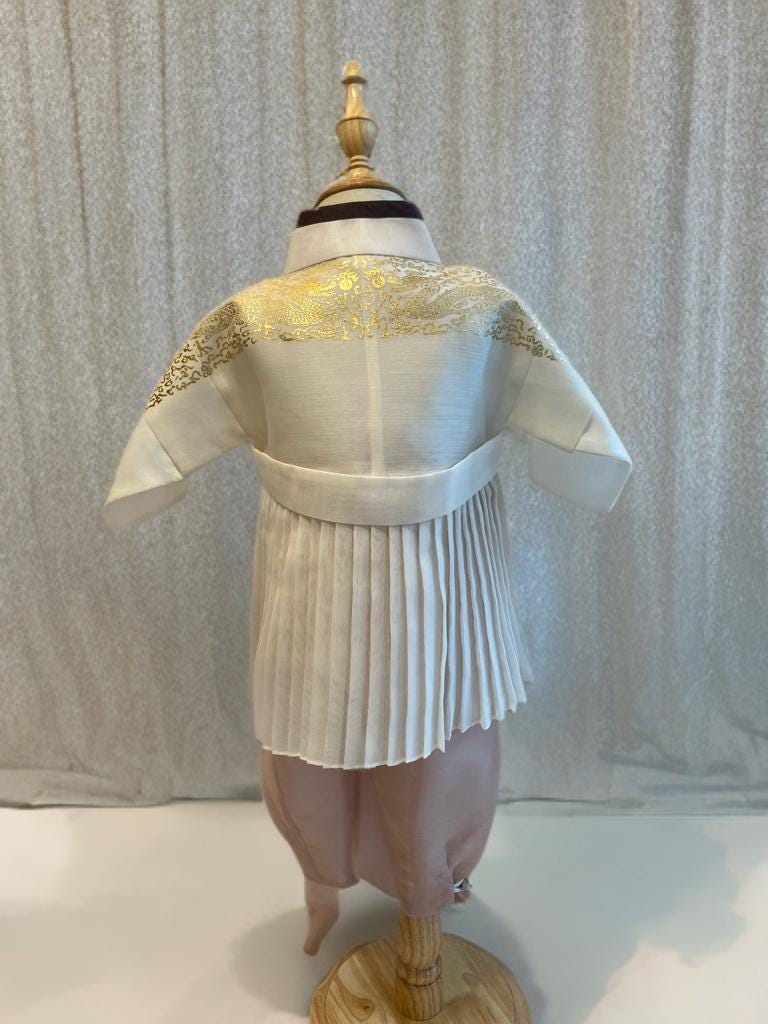 Boy E Hanbok Rental | Ivory & Brown 1st Birthday Outfit | Korean Baby Boy Doljanchi Set | Traditional Hanbok Rental | Korean hanbok | Size 1