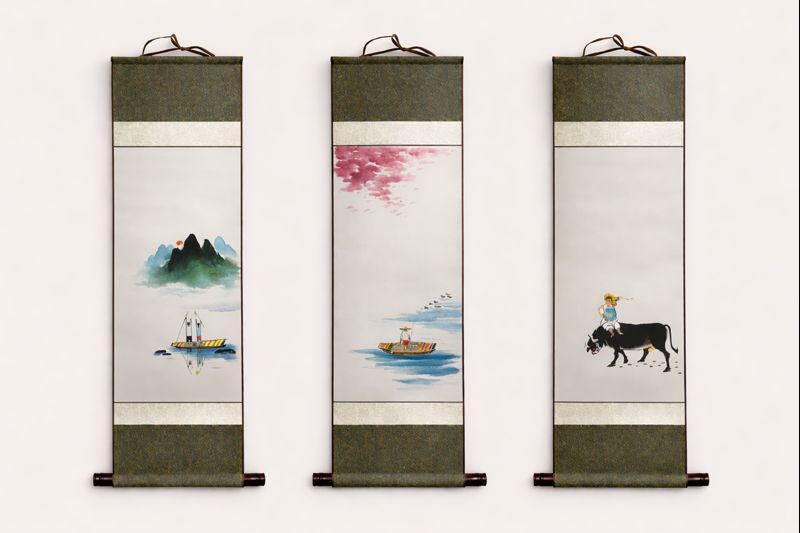 Custom Calligraphy Scroll | Hand-Painted Asian Wall Decor | Minimal Oriental Home Decor | Korean Hanging Scroll Art