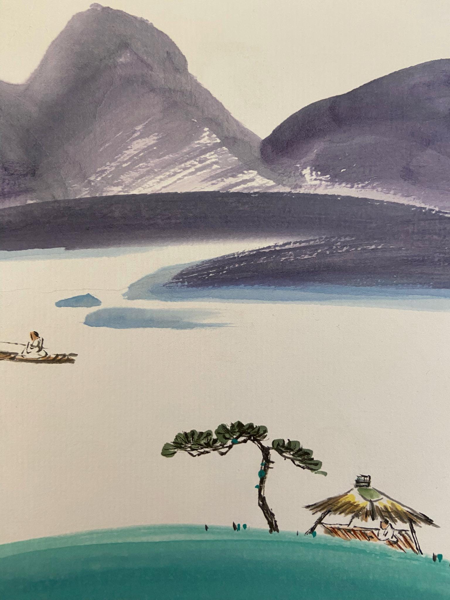 Korean Landscape Ink Painting | Minimal Mountain Art | 8x10 Framed Wall Art | Asian Nature Decor | Calm Zen Artwork | Handmade Korean Art