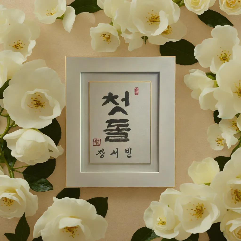 Handwritten Calligraphy Korean Traditional Dohl Personalized Name Sign, 100 days Table Decor, 1st Birthday Table Decor, 돌 백일 Baby Name Sign