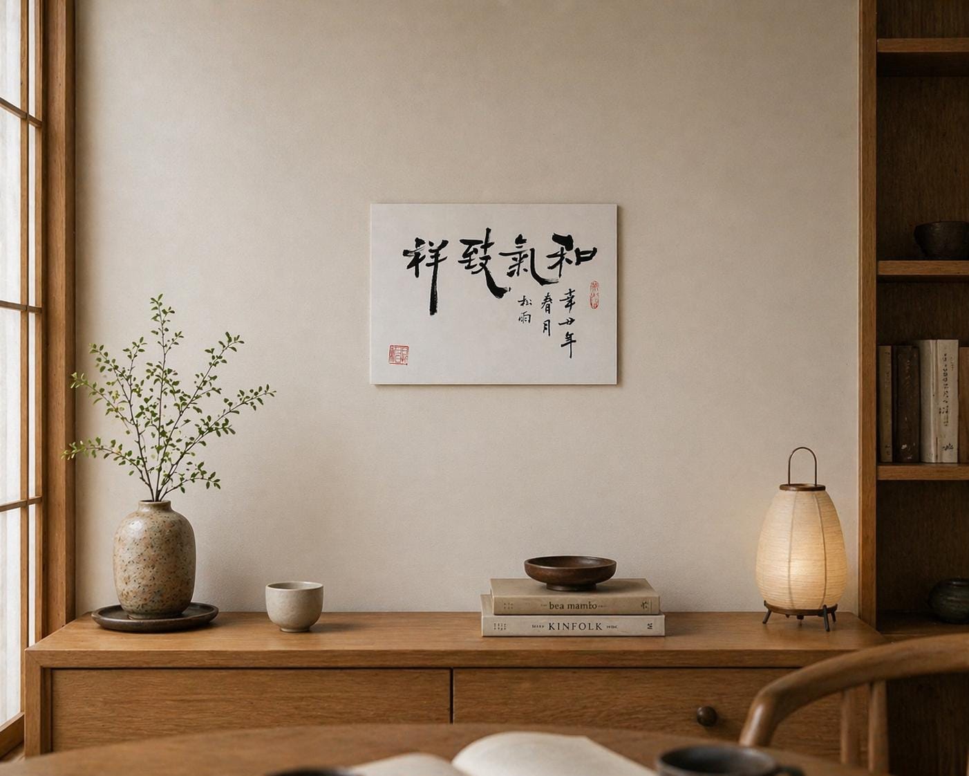Chinese Calligraphy Art Print | Minimalist Ink Wall Art | Zen Brush Painting | Asian Decor | Black Ink Artwork | Unframed Calligraphy