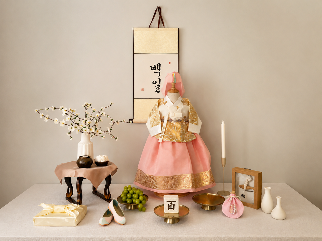 Gallery Style Korean Dol Table Rental | Minimalist First Birthday Setup | Luxury Hanbok Doljanchi Decor | Korean Birthday Celebration