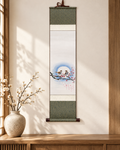 Korean Sparrow Hanging Scroll | Plum Blossom Jokja Wall Art | Korean Traditional Hanging Scroll – Sparrows & Plum Blossoms Wall Art
