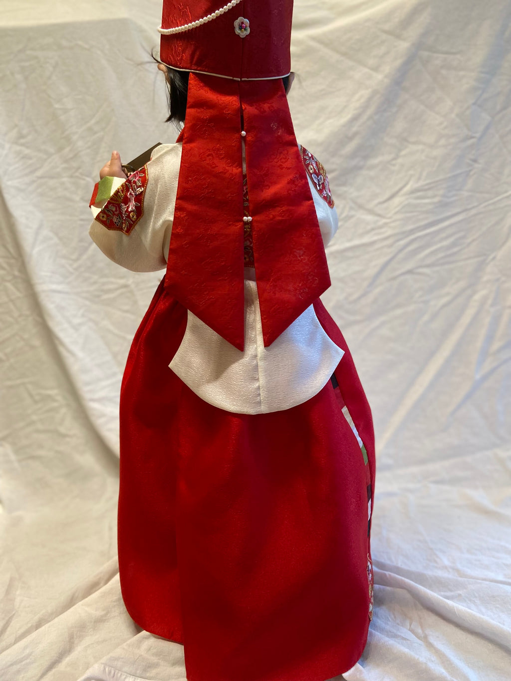 Girl M Hanbok Rental | Red & Ivory 1st Birthday Hanbok | Korean Baby Girl Dol Outfit | Traditional Royal Style Hanbo | Dohl Sign | Size 2