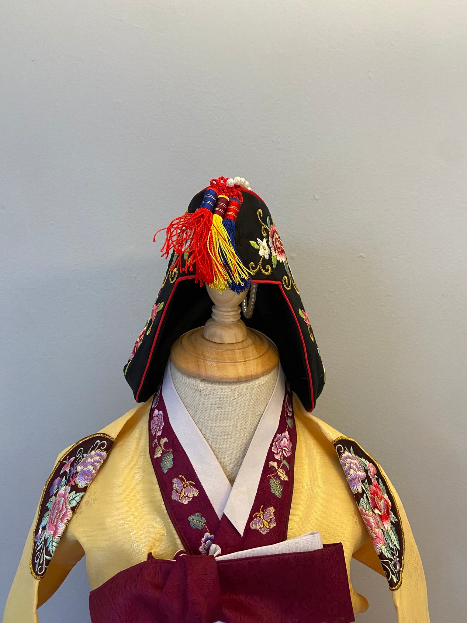 Girl N Hanbok Rental | Gold & Burgundy 1st Birthday Hanbok | Korean Baby Girl Doljanchi Dress | Elegant Traditional Hanbok Full Set | Size 2