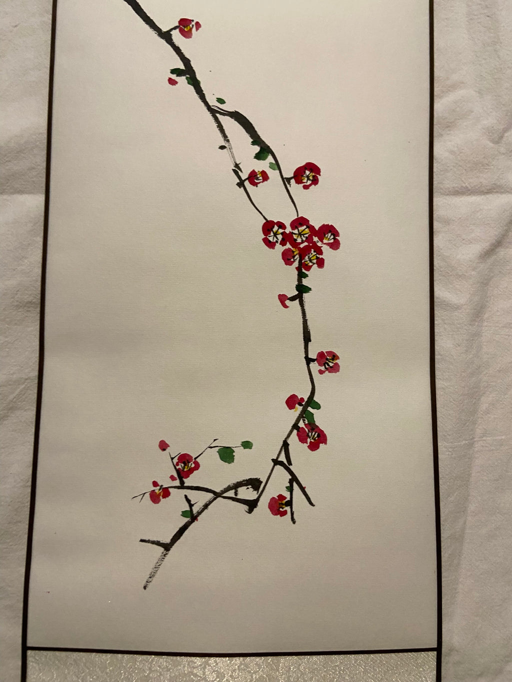 Korean Traditional Hanging Scroll | Plum Blossom Wall Art | Korean Plum Blossom Hanging Scroll | Traditional Jokja Wall Art