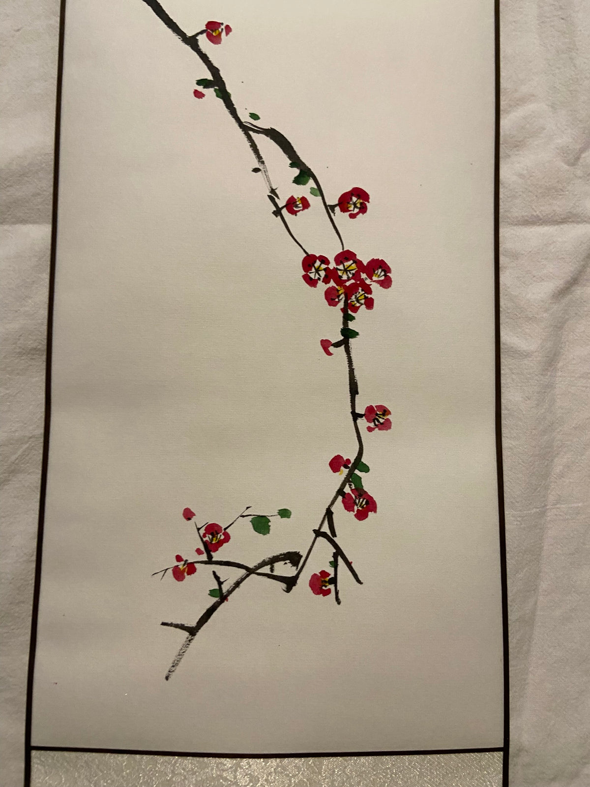 Korean Traditional Hanging Scroll | Plum Blossom Wall Art | Korean Plum Blossom Hanging Scroll | Traditional Jokja Wall Art
