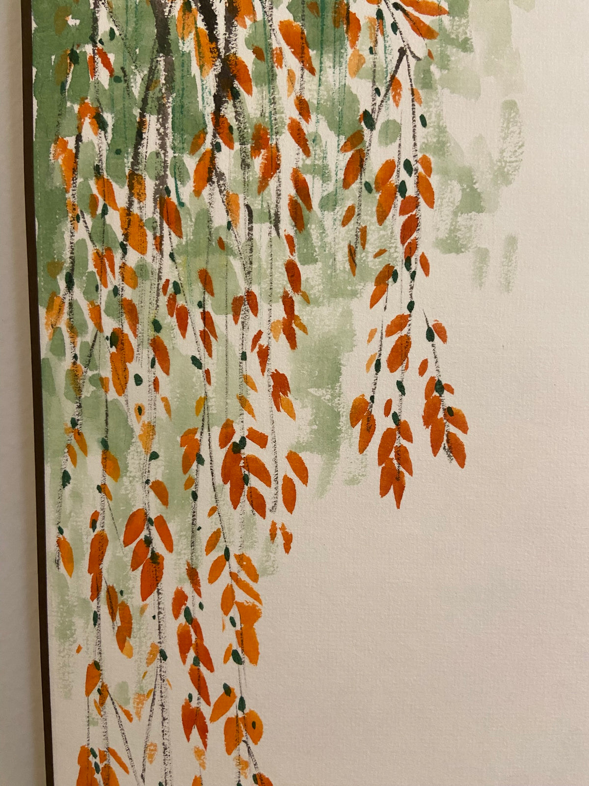 Korean Traditional Hanging Scroll – Birds & Autumn Leaves Wall Art