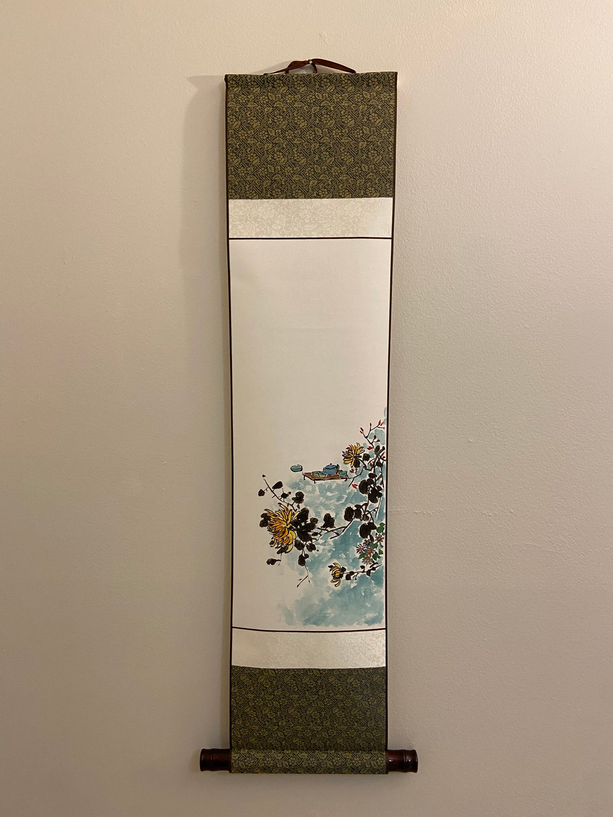 Chrysanthemum Flower Wall Art | Korean Chrysanthemum Hanging Scroll | Traditional Jokja Wall Art | Korean Traditional Hanging Scroll
