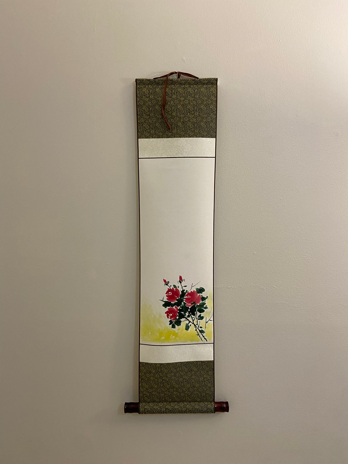 Red Blossom Floral Wall Art | Korean Red Blossom Hanging Scroll | Traditional Jokja Floral Wall Art