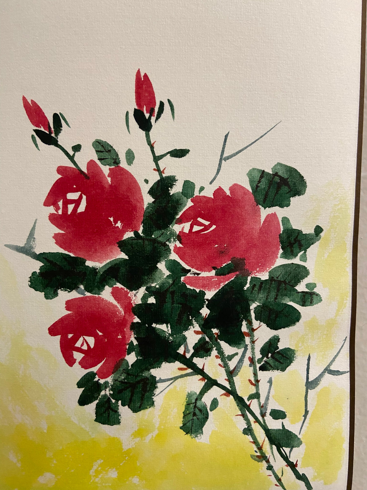 Red Blossom Floral Wall Art | Korean Red Blossom Hanging Scroll | Traditional Jokja Floral Wall Art