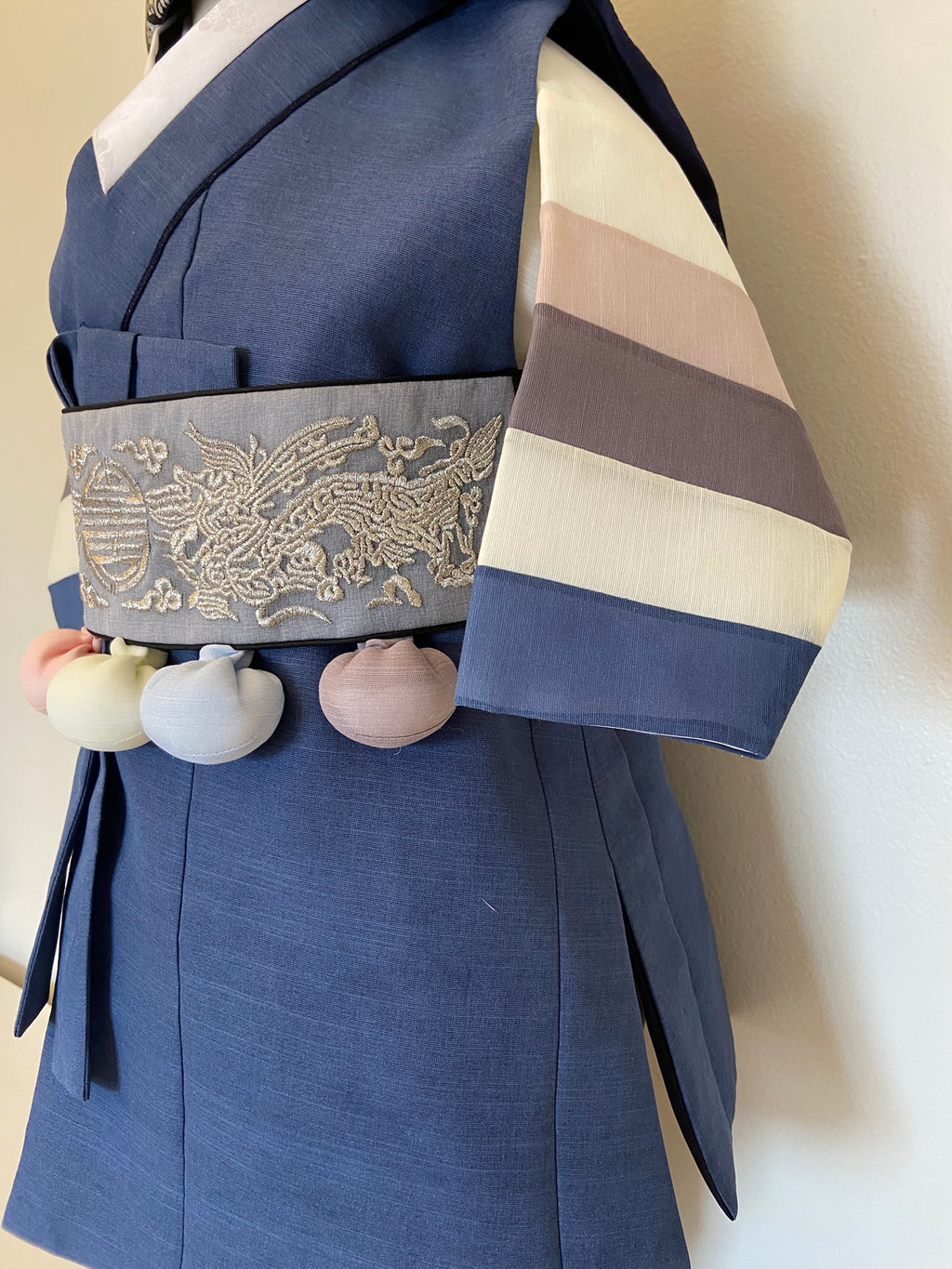 Boy M Hanbok Rental | Navy Dol Outfit with Silver Dragon Belt | First Birthday Dol | Traditional Korean Baby Hanbok Set | Size 1